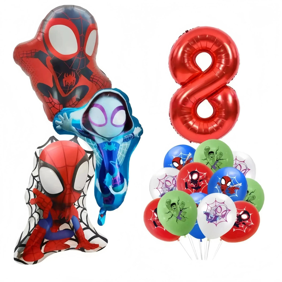 Spider and His Amazing Friends Spider Number Aluminum Balloons Birthday Party Decorations Balloon for Kids Baby Shower gifts