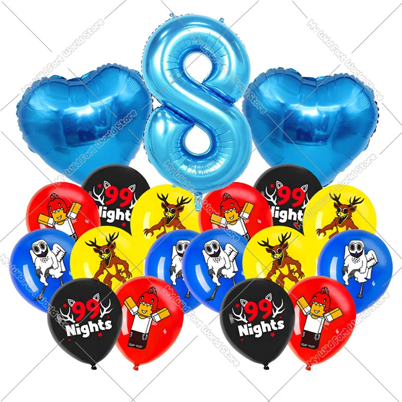 99 Nights in The Forest Birthday Number Ballons Set Balloons Baby Shower Party Decoration Hot Game Party Supplies Girl Boy Gift