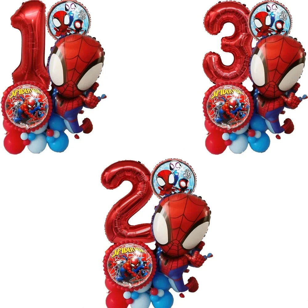 Spider and His Amazing Friends Spider Number Aluminum Balloons Birthday Party Decorations Balloon for Kids Baby Shower gifts