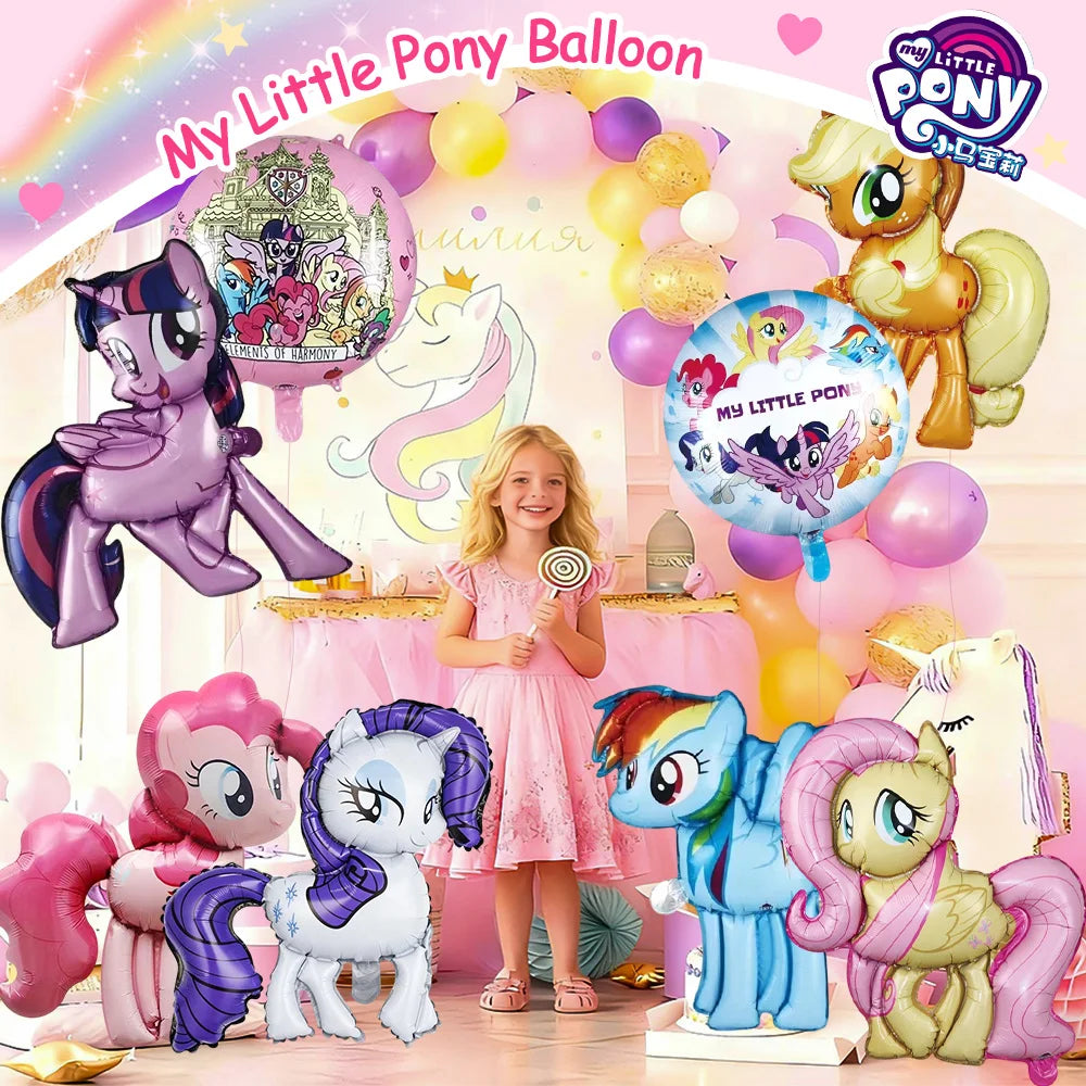 Cartoon Animal Aluminium Foil Balloon My Little Pony Theme Inflatable balloons for Kid Birthday Party Background Decor Supplies