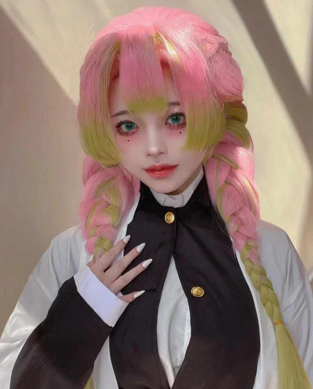 Adult Children Anime Kanroji Mitsuri Cosplay Costume Kimono Haori Dress Wig Clothes Halloween Costume for Adult Children