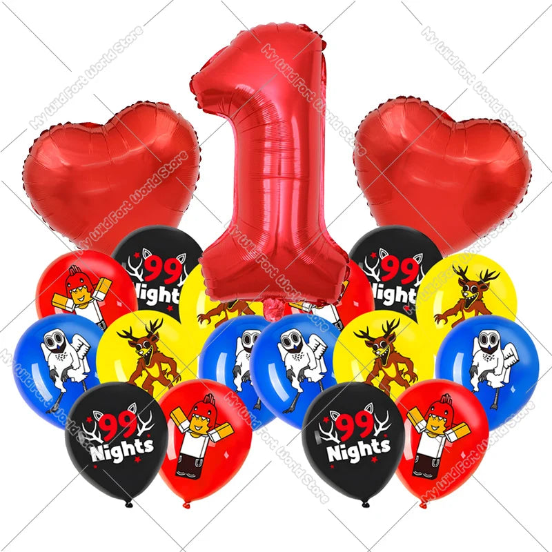 99 Nights in The Forest Birthday Number Ballons Set Balloons Baby Shower Party Decoration Hot Game Party Supplies Girl Boy Gift