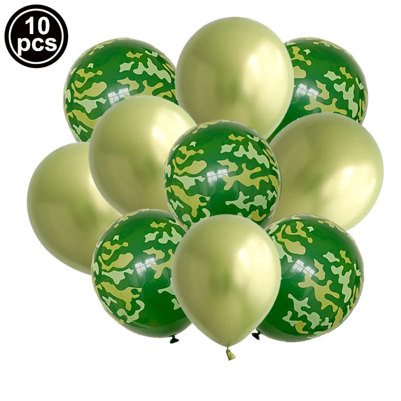 Camouflage Party Decoration Green Camo Latex Balloons Gun Tank Balloon Military Theme Decor Baby Shower Birthday Party Supplies