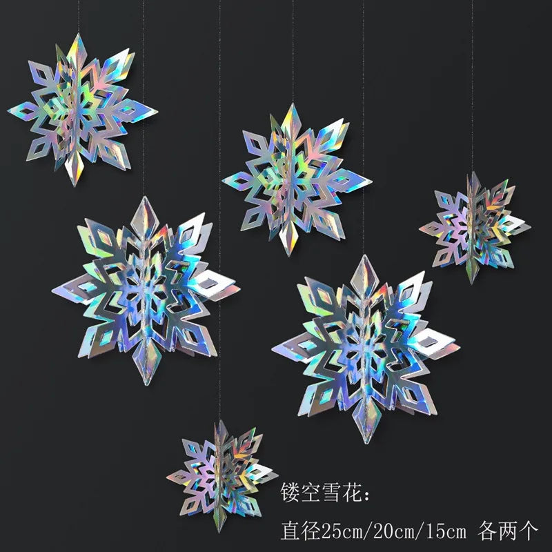 4M Silver Iridescent Paper Garland Star Round String Banners Wedding Birthday Party Home Hanging Decorations Baby Shower Favors