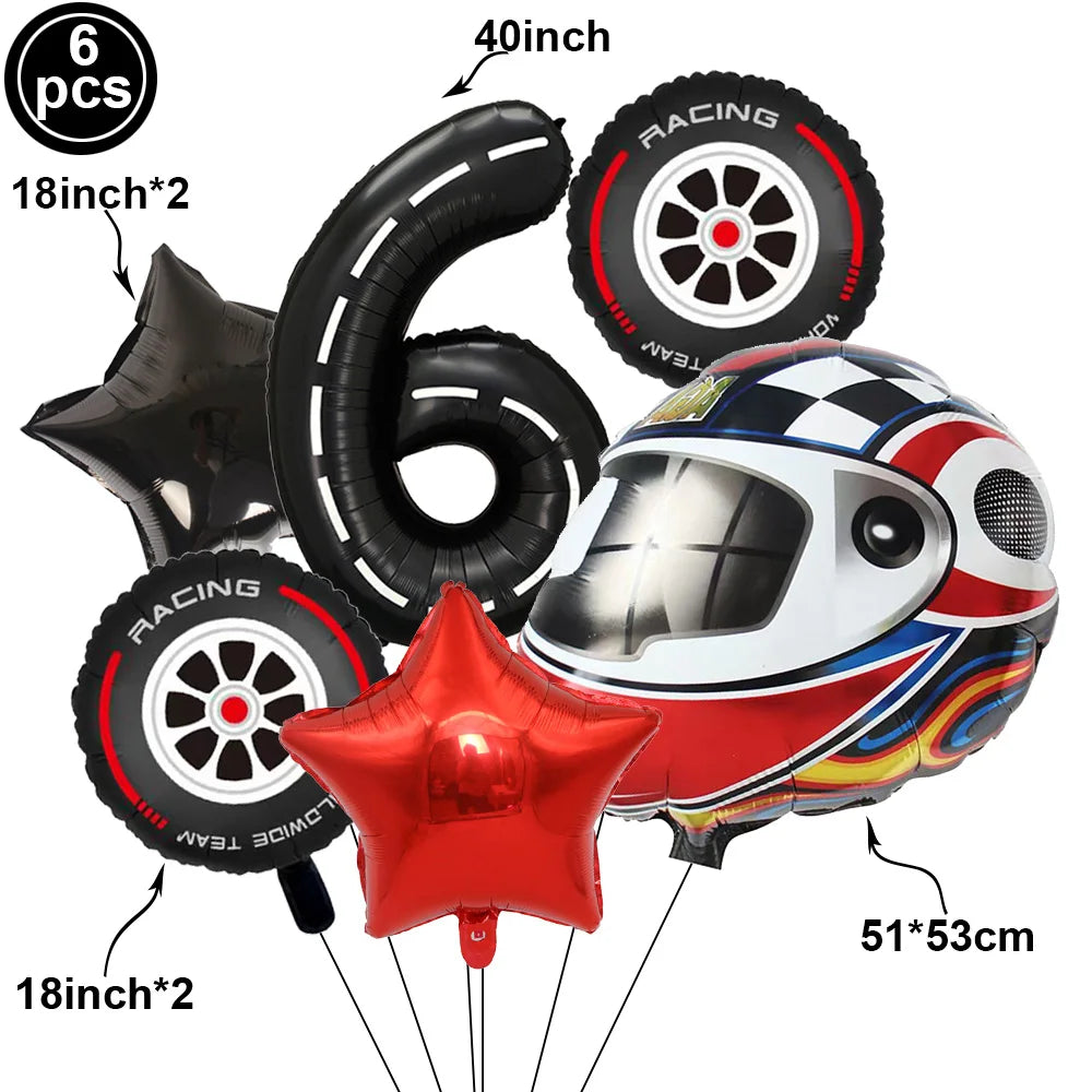 Motorcycle 2 3rd Birthday Party Decorations Motor Helmet Balloon Set Cake Toppers Banner Man Boys Motocross Sport Party Supplies