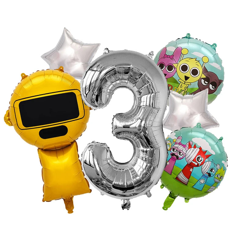 Sprunki Cute Balloons Kids New Digit 1-10 Party Decoration Boys Girls Birthday Baby Shower Gender Reveal Ballons Children Gift