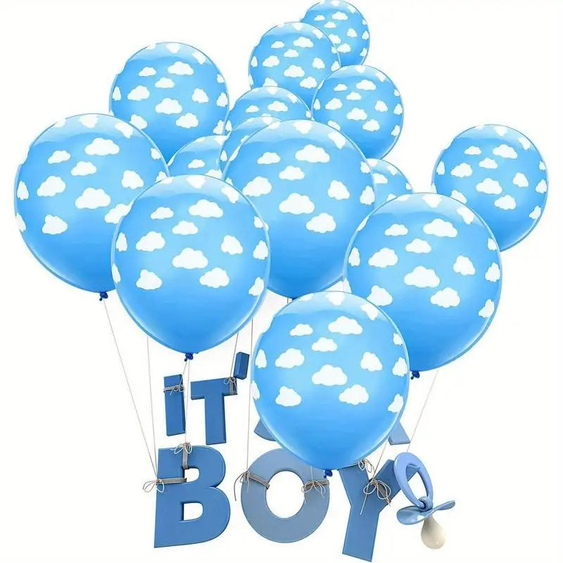 15pcs 12inch Blue White Cloud Latex Balloon Birthday Party Wedding Decoration Theme Party Decor Baby Shower Supplies Air Globos