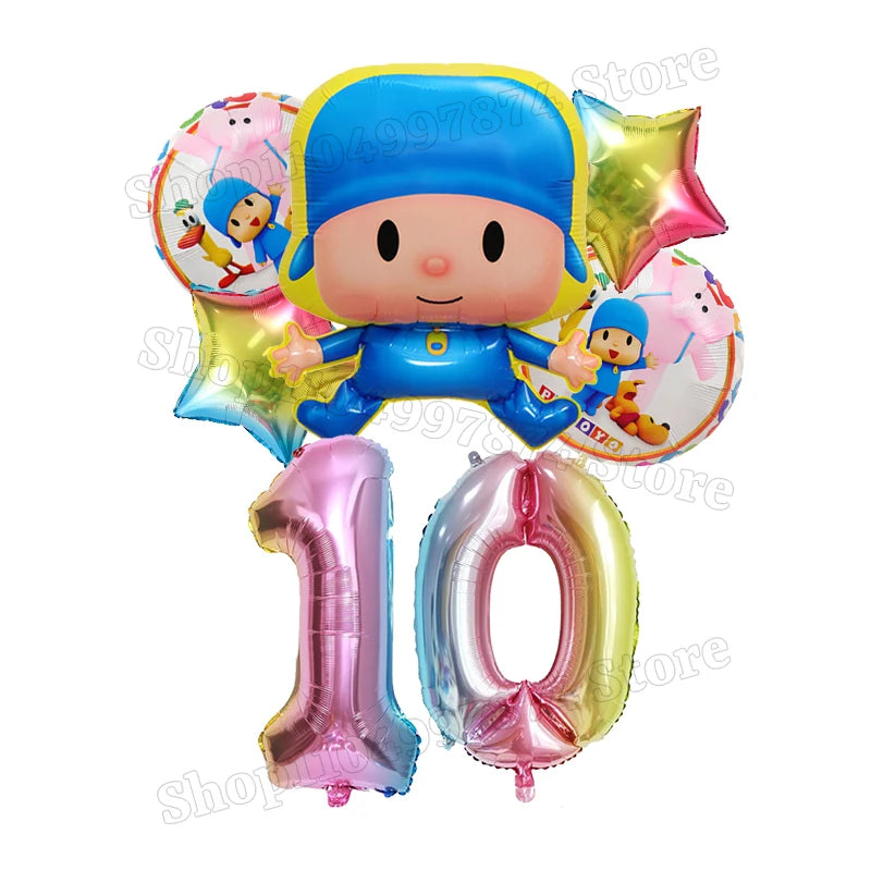 Kids Digit 1-10 Balloons P-pocoyos Kawaii Party Decoration Boys Girls Birthday Baby Shower Gender Reveal Ballons Children Gift