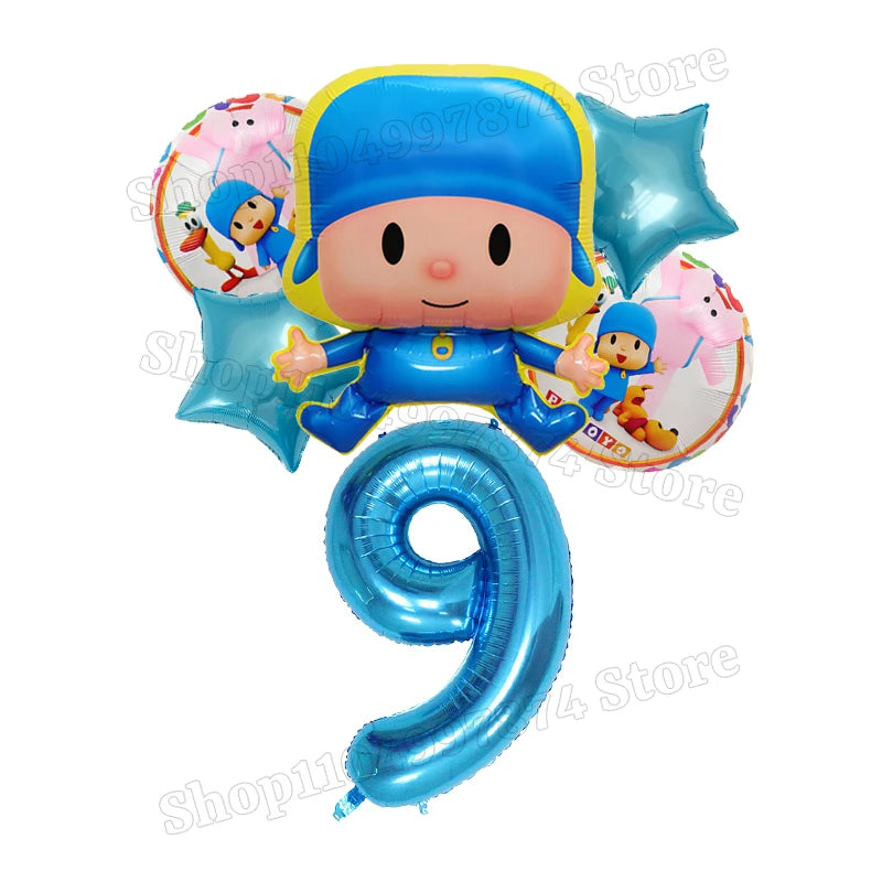 Kids Digit 1-10 Balloons P-pocoyos Kawaii Party Decoration Boys Girls Birthday Baby Shower Gender Reveal Ballons Children Gift