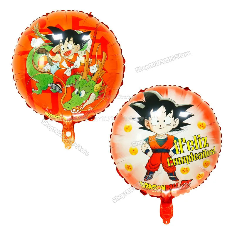 Dragons Ball Boy Birthday Balloon Decoration Son Goku Kids Party Supplies Number Ballons Anime Cartoon Foil Round Balloons