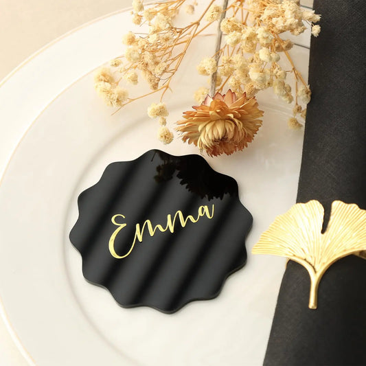 Blank Acrylic Place Cards,Ruffle Edge DIY Blank Wedding Tag for Wedding Table Decor,Birthday,Decoration,Party,Anniversary,Event