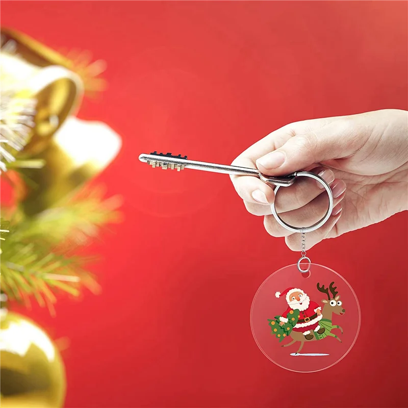 ABYN-100 Pcs 3 Inch Acrylic Blanks With Hole Transparent Circle Ornament Clear Round Acrylic Christmas Ornament Blanks