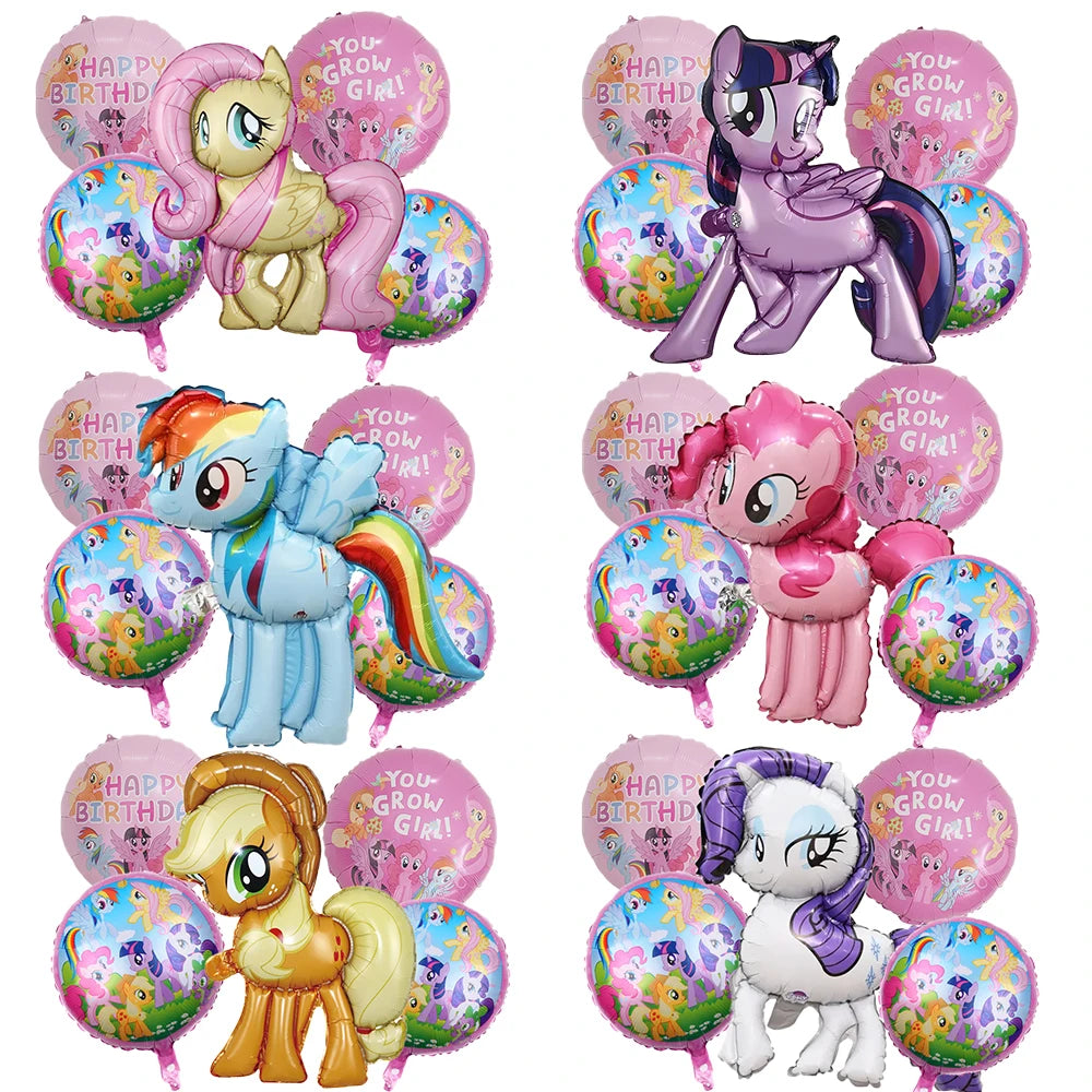 My Little Ponys Theme Balloon Set Baby Shower Party Ballons Cartoon Anime Balloons Decoration Photographic Prop Birthday Gift