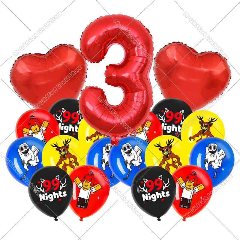 99 Nights in The Forest Birthday Number Ballons Set Balloons Baby Shower Party Decoration Hot Game Party Supplies Girl Boy Gift