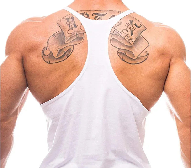 Gym T-shirts Muscle Men's Clothes Workout Fitness Shirt Singlets Tank Top Vest Man Sportswear Muscular Bodybuilding Stringer