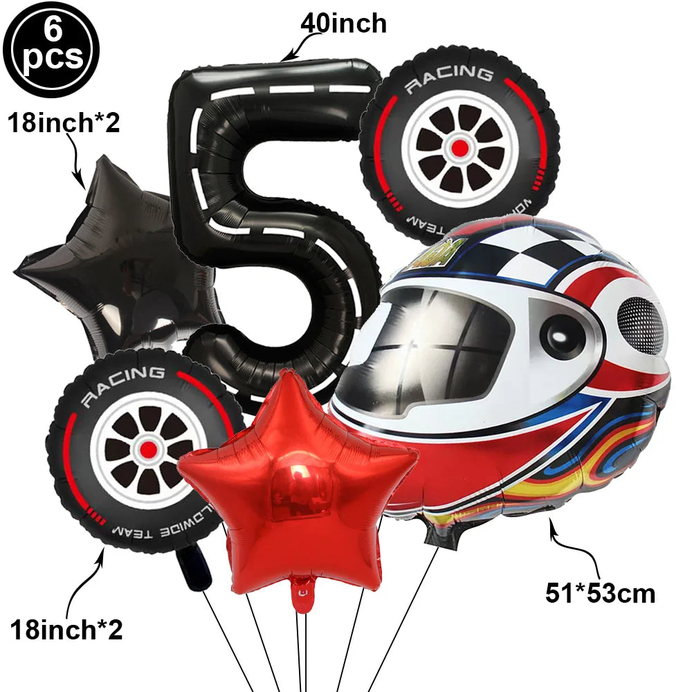 Motorcycle 2 3rd Birthday Party Decorations Motor Helmet Balloon Set Cake Toppers Banner Man Boys Motocross Sport Party Supplies