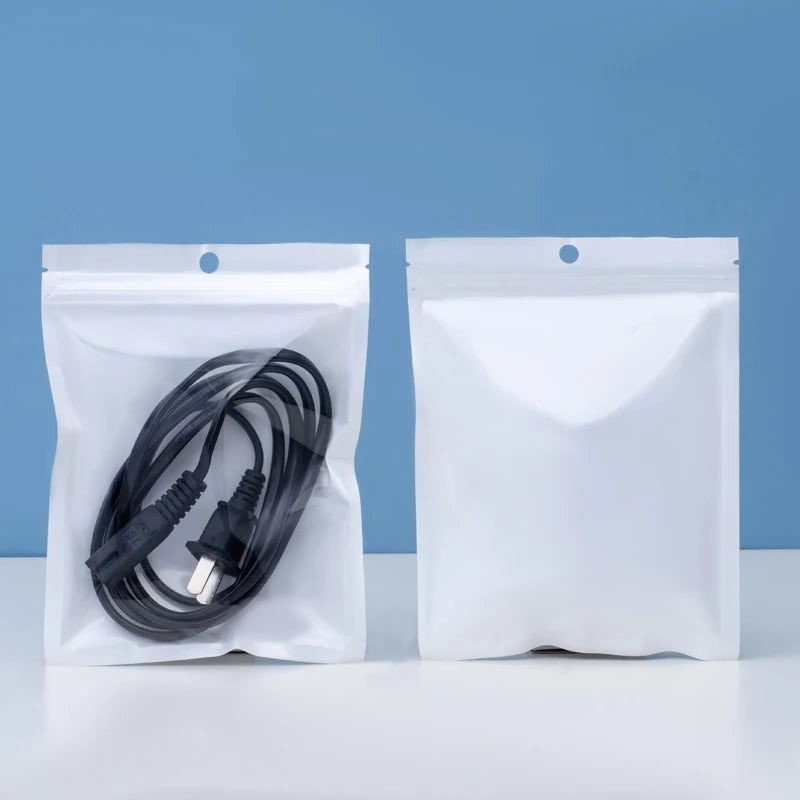 100 aircraft holes white pearlescent film yin and yang bone bag ziplock bag jewelry plastic packaging bag printing logo