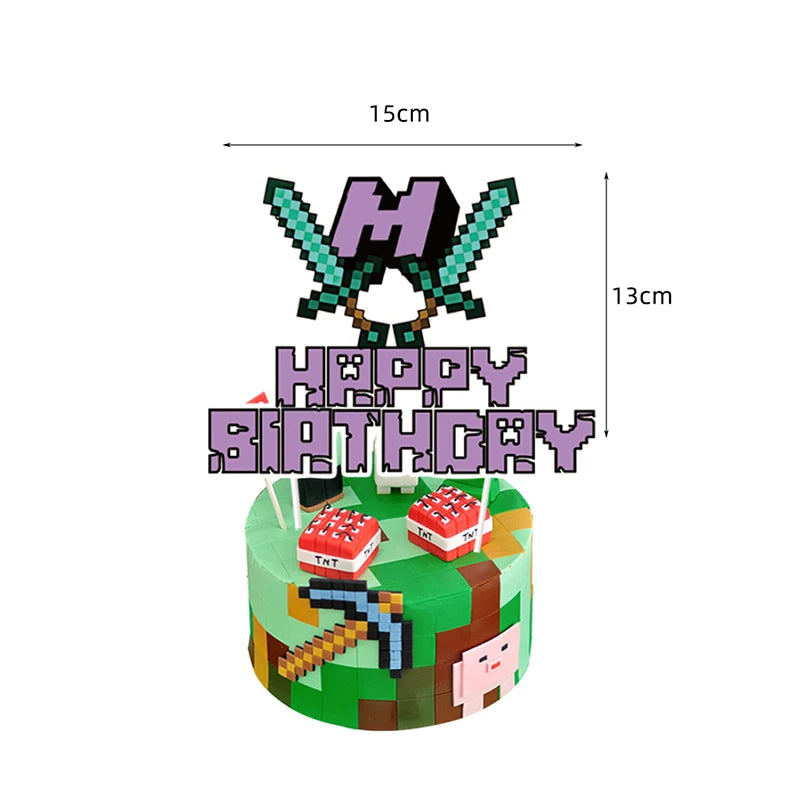 Kids Birthday Decoration Disposable Tableware Game Theme Cups Plates Balloons Baby Shower Birthday Party Supplies Gift Toy
