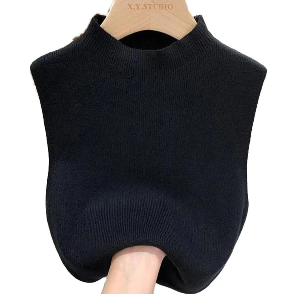 Hot Women's Vest Knitted Tank Top Solid Color Slim Sweater Half-turtleneck Spring Autumn Sleeveless T-Shirt Cropped Top Camisole