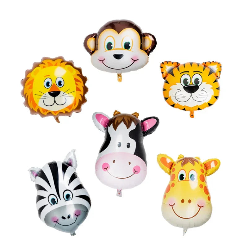 1Pcs Cartoon Animals Foil Ballons for Kids Jungle Safari Birthday Party Decor Tiger Monkey Giraffe Zoo Helium Balloon Supplies