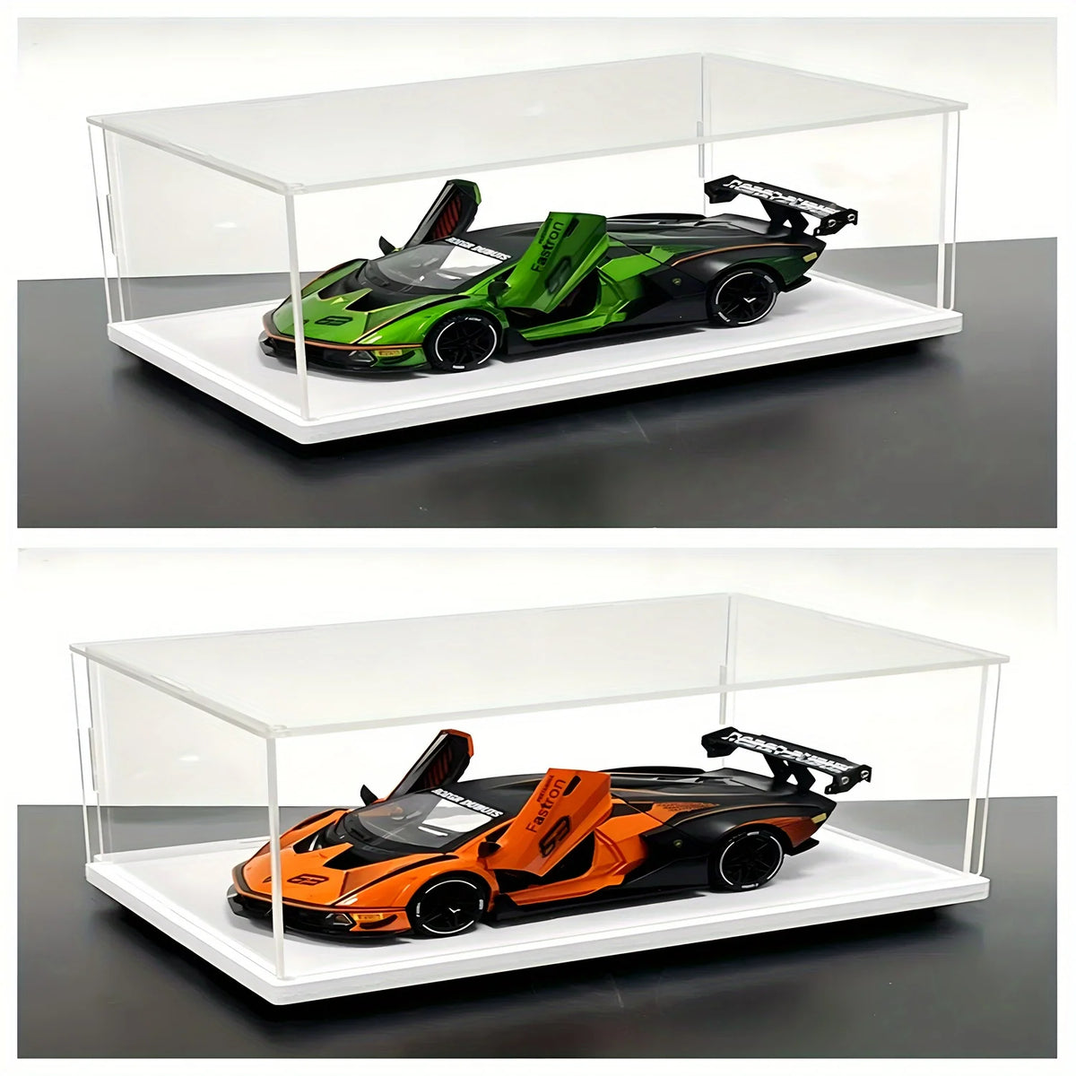 1pc Transparent Self-Assembled Display Box, Transparent Dustproof Protection Storage Cabinet, White Base Labubu Storage Box