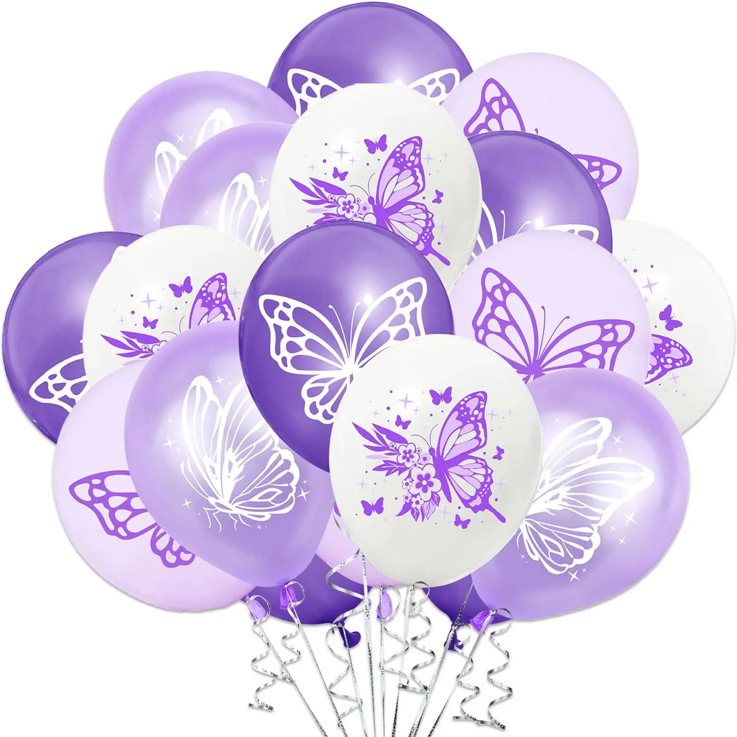 Butterfly Latex Balloons 12Inch Pink Purple Ballons For Girl Happy Birthday, Baby Shower, Wedding, Butterfly Party Decorations