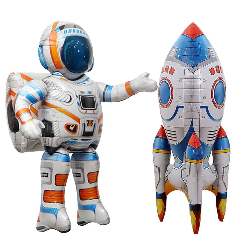 1 Pc Rocket Astronaut Standing Ballons Spaceman Helium Balloons Out Of Space Theme Birthday Party Decorations Globos