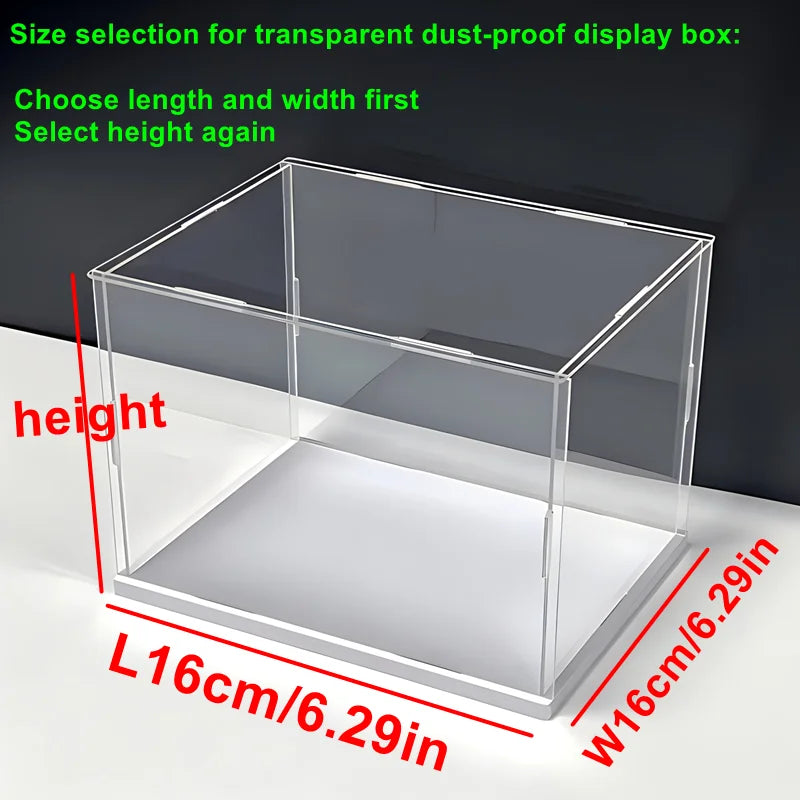 1pc Transparent Self-Assembled Display Box, Transparent Dustproof Protection Storage Cabinet, White Base Labubu Storage Box