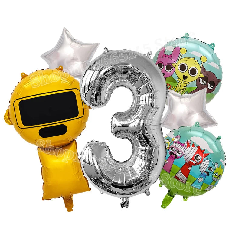 Sprunki Cute Balloons Kids New Digit 1-10 Party Decoration Boys Girls Birthday Baby Shower Gender Reveal Ballons Children Gift