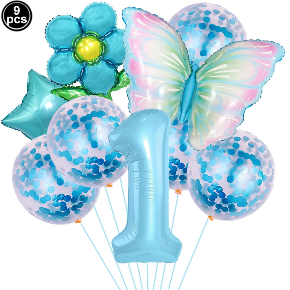 Butterfly Balloons 4th Birthday Decorations for Girl Pink Butterfly Foil Ballon Fairy 4th Birthday Party Decorations Baby Shower