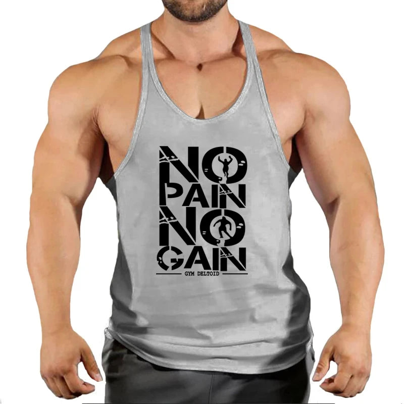 Gym T-shirts Muscle Men's Clothes Workout Fitness Shirt Singlets Tank Top Vest Man Sportswear Muscular Bodybuilding Stringer