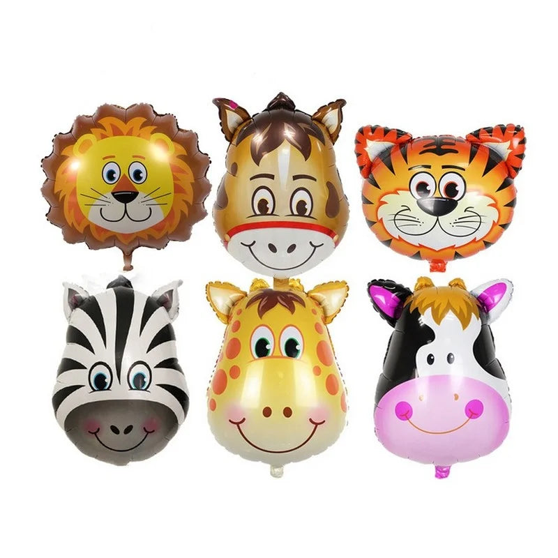 1Pcs Cartoon Animals Foil Ballons for Kids Jungle Safari Birthday Party Decor Tiger Monkey Giraffe Zoo Helium Balloon Supplies