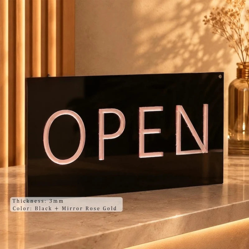 Custom Open Closed Acrylic Door Sign, Waterproof Double Sided Hanging Business Sign, Decorative Storefront Plaque for Cafe,Salon