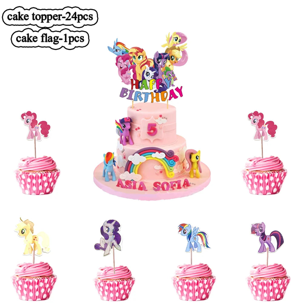 Pink Pony Birthday party Decoration set Tableware Tablecloth Plate Cup Gift Bags Napkin Baby Shower Pony Party Favors Supplies
