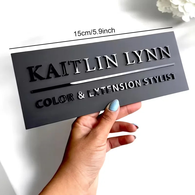 Custom Signs for Small Businesses, Acrylic Door Plates, 3D Laser Cut Door Plates, Signs for Beauty and Hair Salons, Personalized