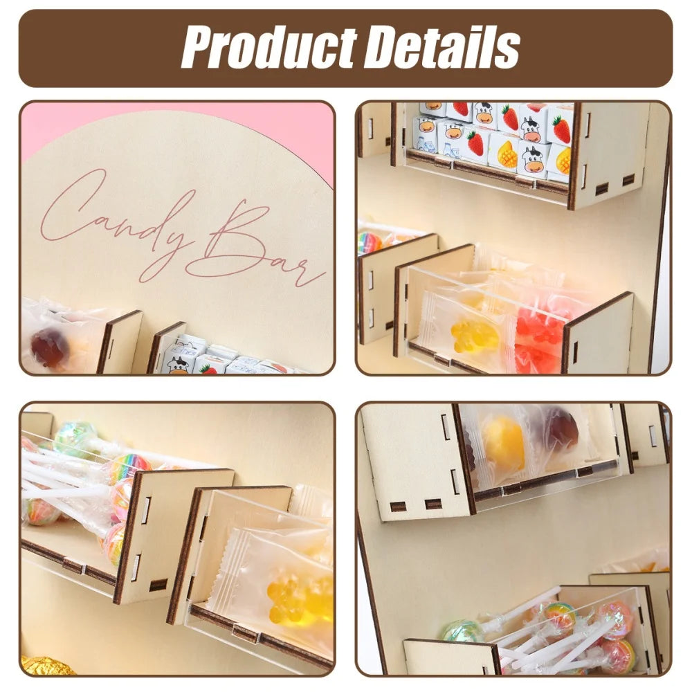 6 Grids Wooden Candy Bar Decoration Dessert Chocolate Snack Display Stand Boxes Birthday Party Wedding Table Decoration