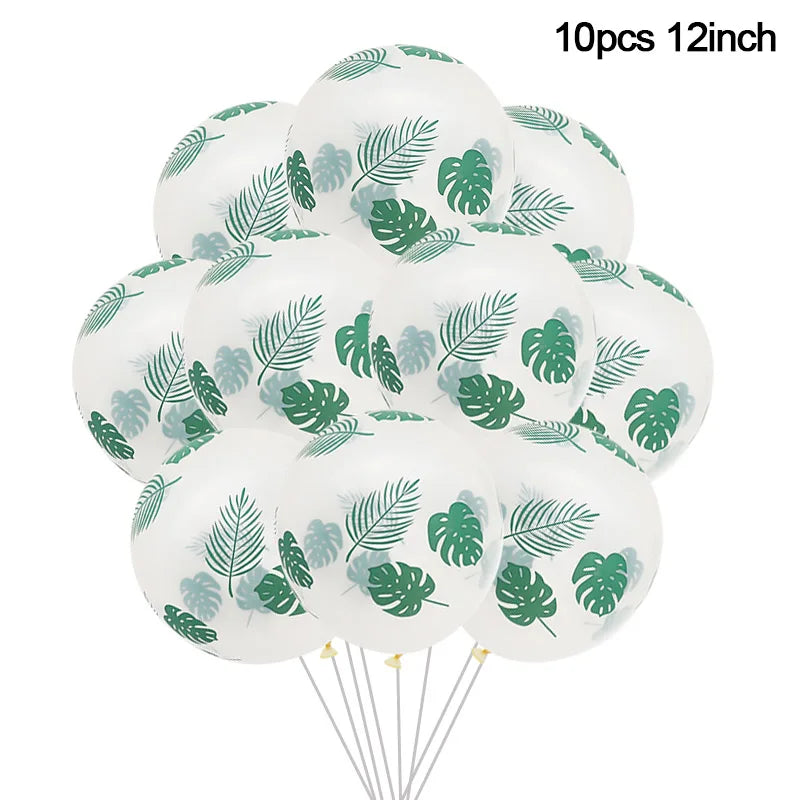 Hawaiian Party Decorations Ballons Tropical Palm Leaves Balloon Garland Summer Luau Theme Birthday Party Wedding Decorations