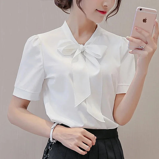 Summer Workplace short sleeve shirt women's chiffon formal top professional dressing interview commuting temperament shirt