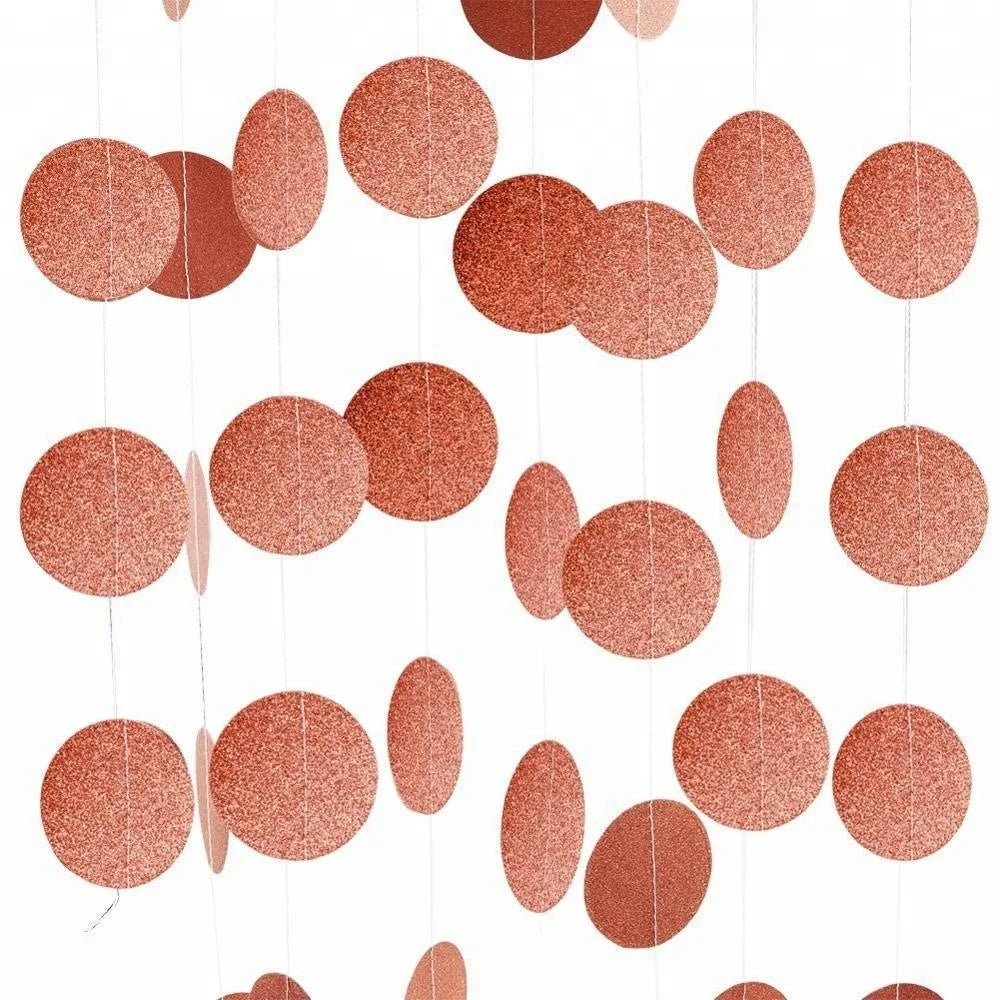 4M Silver Iridescent Paper Garland Star Round String Banners Wedding Birthday Party Home Hanging Decorations Baby Shower Favors