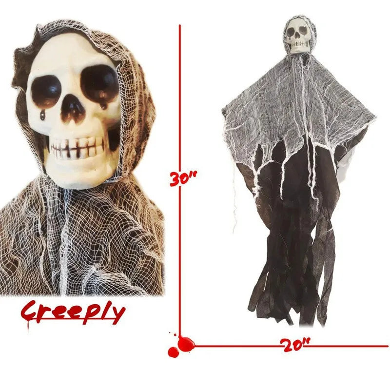 Halloween Hanging Ghost Decoration Skeleton Skull Ghost Creepy Gauze Hanging Ornament Haunted House Party Yard Outdoor Decor