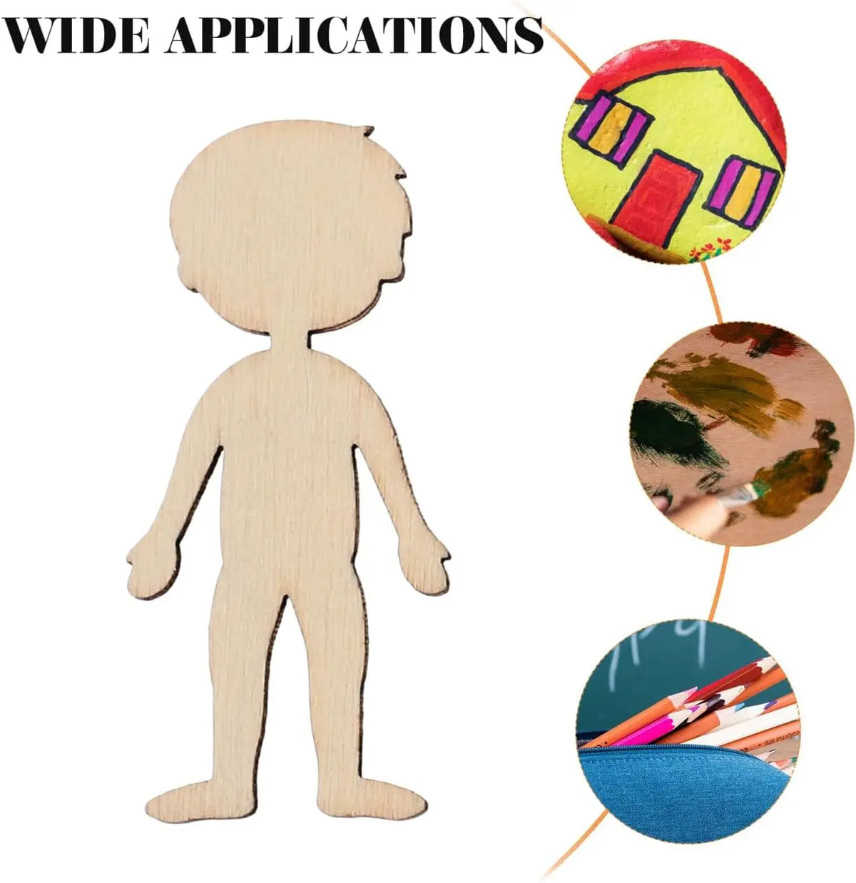 50pcs Wooden Boys and Girls Cutouts 1.88 Inch Unfinished Wood Chips for Kids DIY Craft Painting Writing and Home Decoration