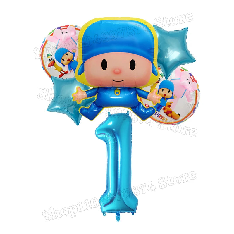 Kids Digit 1-10 Balloons P-pocoyos Kawaii Party Decoration Boys Girls Birthday Baby Shower Gender Reveal Ballons Children Gift