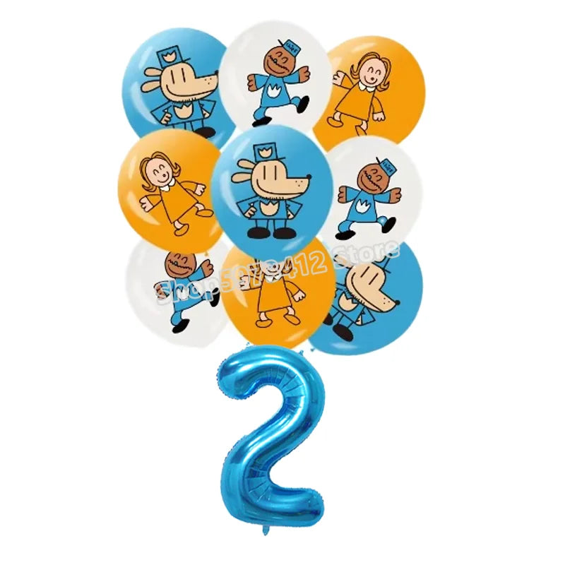 Dog Man Movie Theme Balloon Birthday Number Balloons Cartoon Comic Child Party Decoration Baby Shower Supplies Ballons Kids Gift