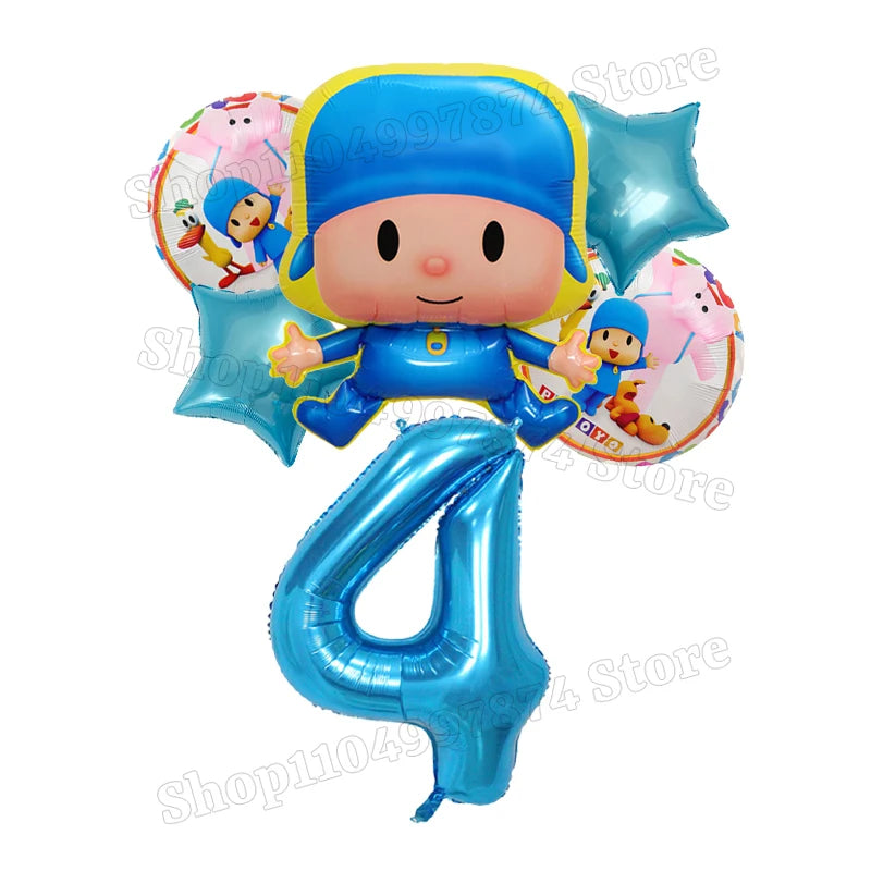 Kids Digit 1-10 Balloons P-pocoyos Kawaii Party Decoration Boys Girls Birthday Baby Shower Gender Reveal Ballons Children Gift