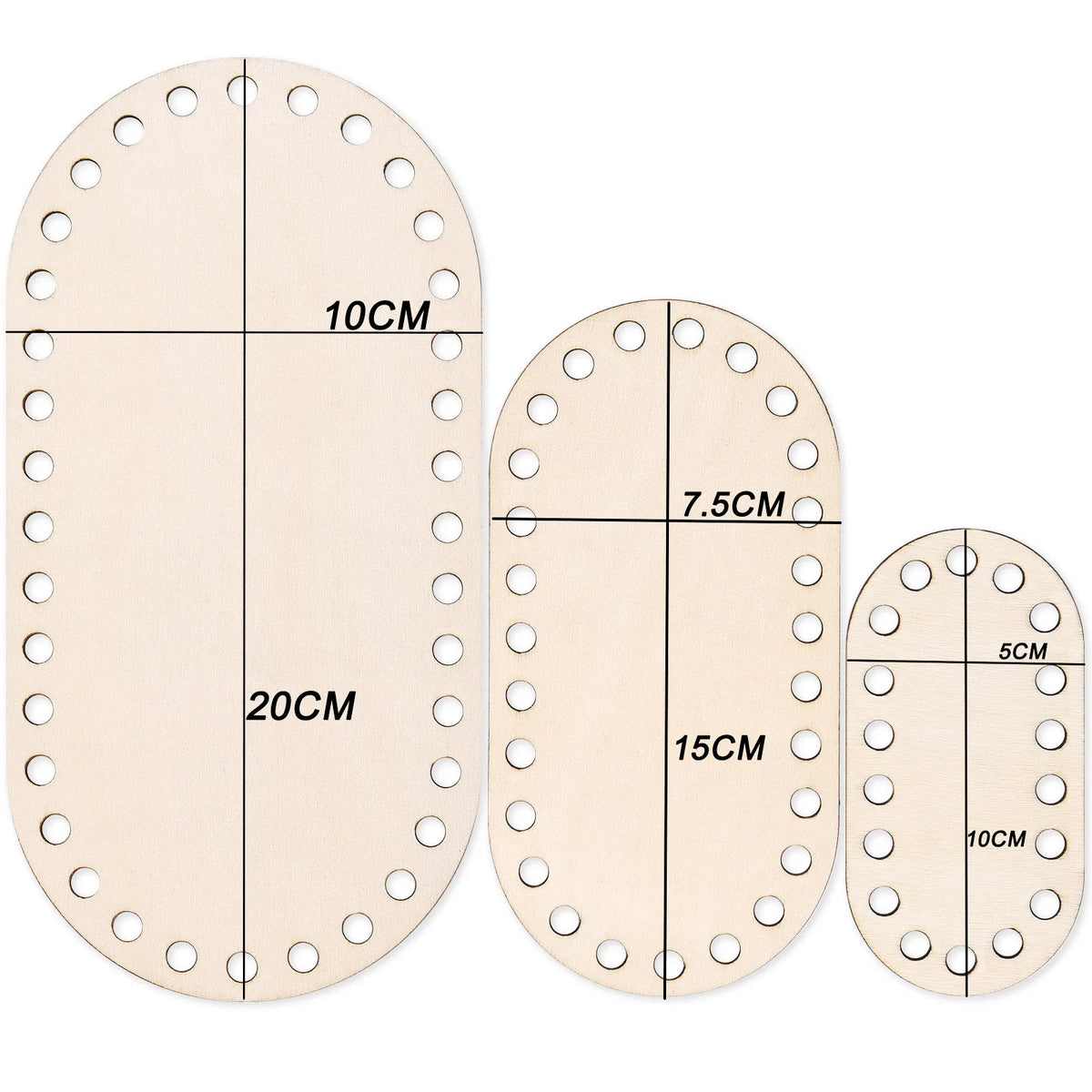 3pcs Wooden Crochet Basket Base Round Square Rectangle Ellipse Bottom Crochet Basket Hand-Woven DIY Crafts Supplies Making Tools