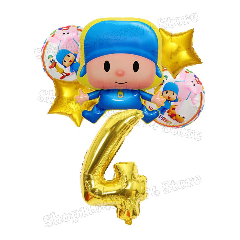 Kids Digit 1-10 Balloons P-pocoyos Kawaii Party Decoration Boys Girls Birthday Baby Shower Gender Reveal Ballons Children Gift