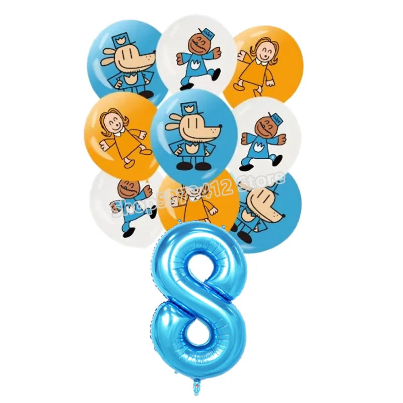 Dog Man Movie Theme Balloon Birthday Number Balloons Cartoon Comic Child Party Decoration Baby Shower Supplies Ballons Kids Gift