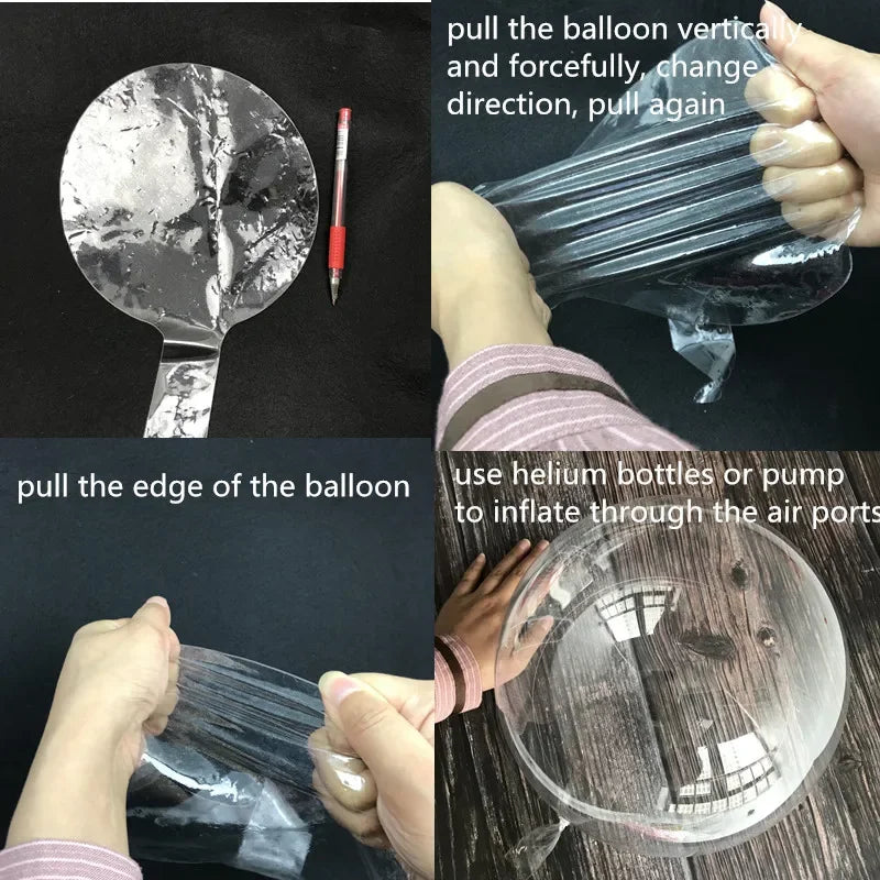 Wedding Decoration Glitter Balloons DIY Transparent Bubble Balls PVC Round Helium Bobo Ballons Event Birthday Party Decor Ballon