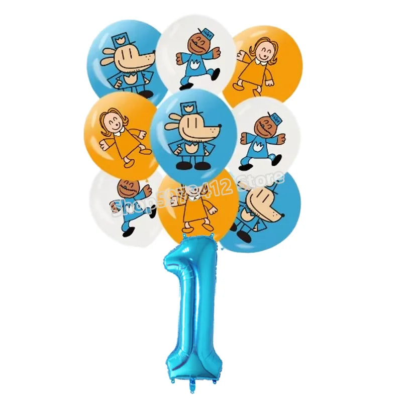 Dog Man Movie Theme Balloon Birthday Number Balloons Cartoon Comic Child Party Decoration Baby Shower Supplies Ballons Kids Gift
