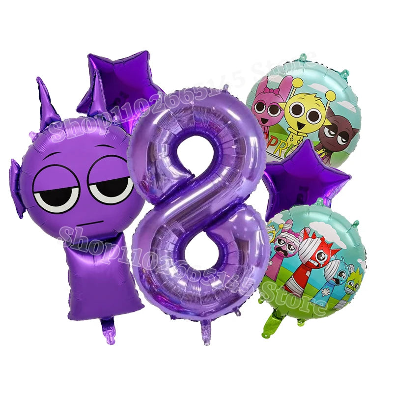 Sprunki Cute Balloons Kids New Digit 1-10 Party Decoration Boys Girls Birthday Baby Shower Gender Reveal Ballons Children Gift